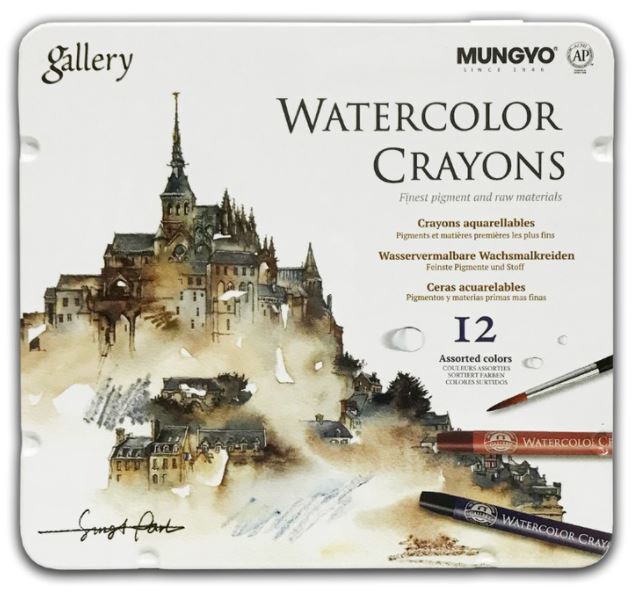 Mungyo Gallery Watercolour Crayons (Set of 12 in Tin box)